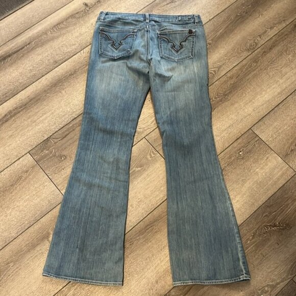 Buffalo Felow Mid rise Flare Jeans 31 Blue Wash Stretch Boho Western Retro - Picture 5 of 5